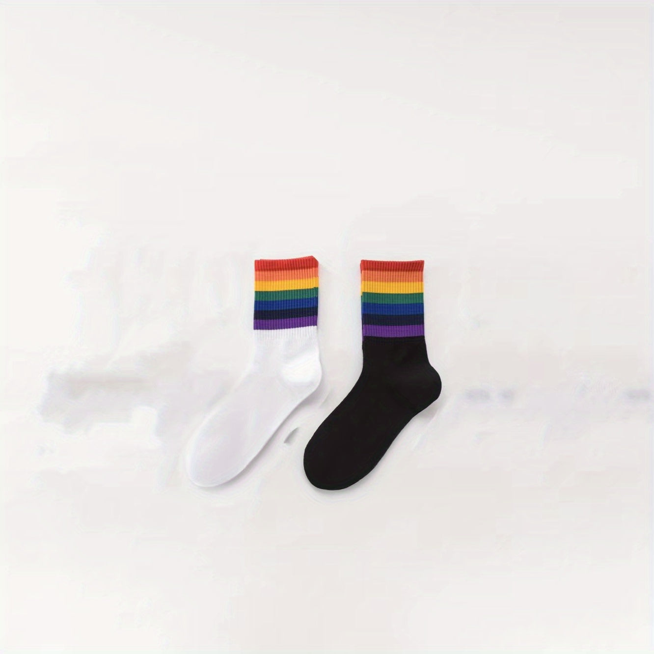Rainbow Striped Socks Soft & Comfy Mid Tube Women's Stockings