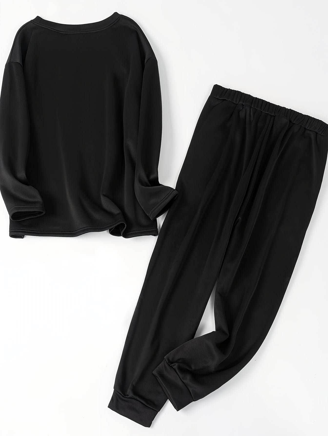 Flag & Letter Print Fleece Top & Joggers 2Pc Set