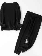 Flag & Letter Print Fleece Top & Joggers 2Pc Set