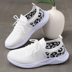 Leopard Pattern Breathable Lace-up Running Shoes Women's Footwear