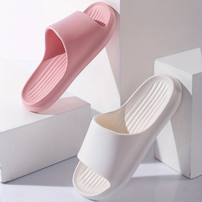 Women's Lightweight Solid Slides Open Toe Slip On Shoes