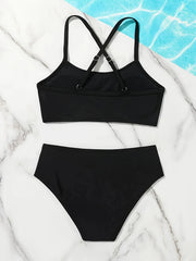 Girls 2pcs Bikini Swimsuit Set, Comfy Bathing Suit for Summer Holiday