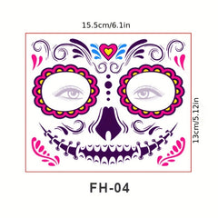 Fluorescent Halloween Face Sticker Tattoo - Masquerade Party Decoration