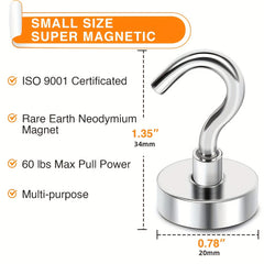 2pcs Neodymium Magnetic Hooks Heavy Duty 22 68 KG D20