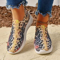 Leopard Print Slip-On Running Shoes for Women
