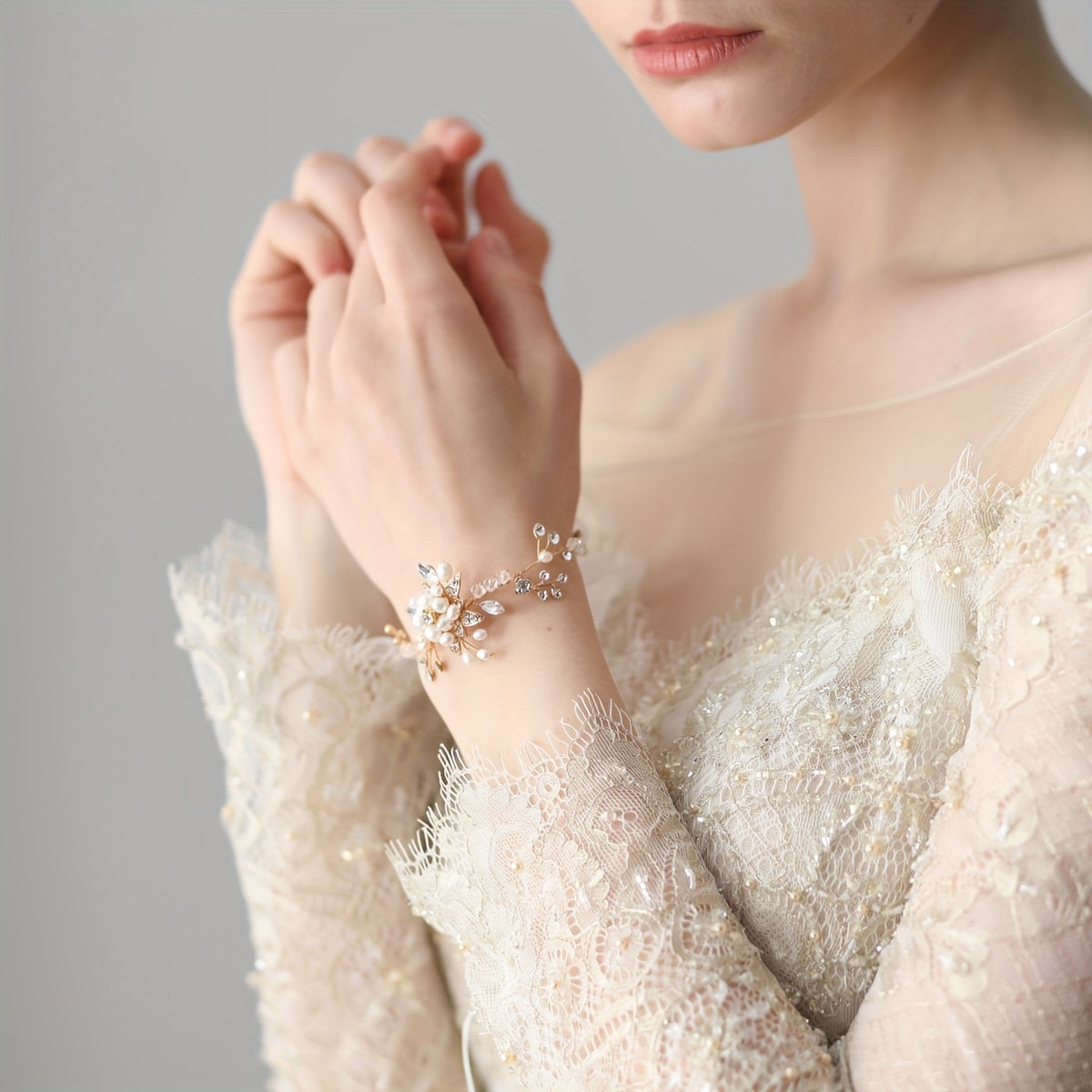 Faux Pearl Crystal Wristband Bridal Jewelry Wedding Dress Up