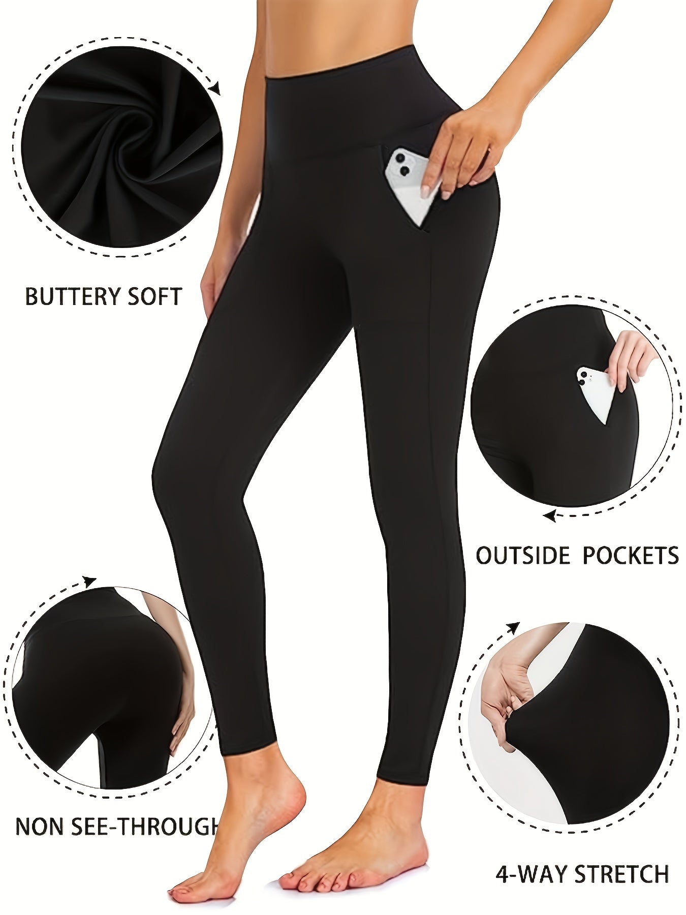 Fleece Lined Leggings With Pockets High Waisted