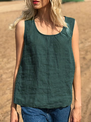 Solid Round Neck Slim Tank Top