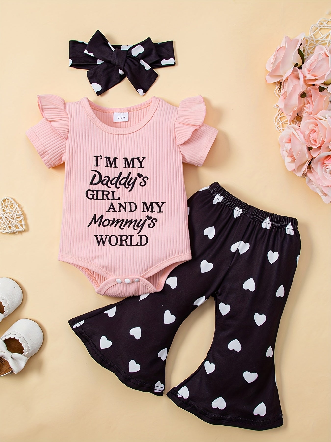Baby Girls Short Sleeve Romper & Leopard Pants Set