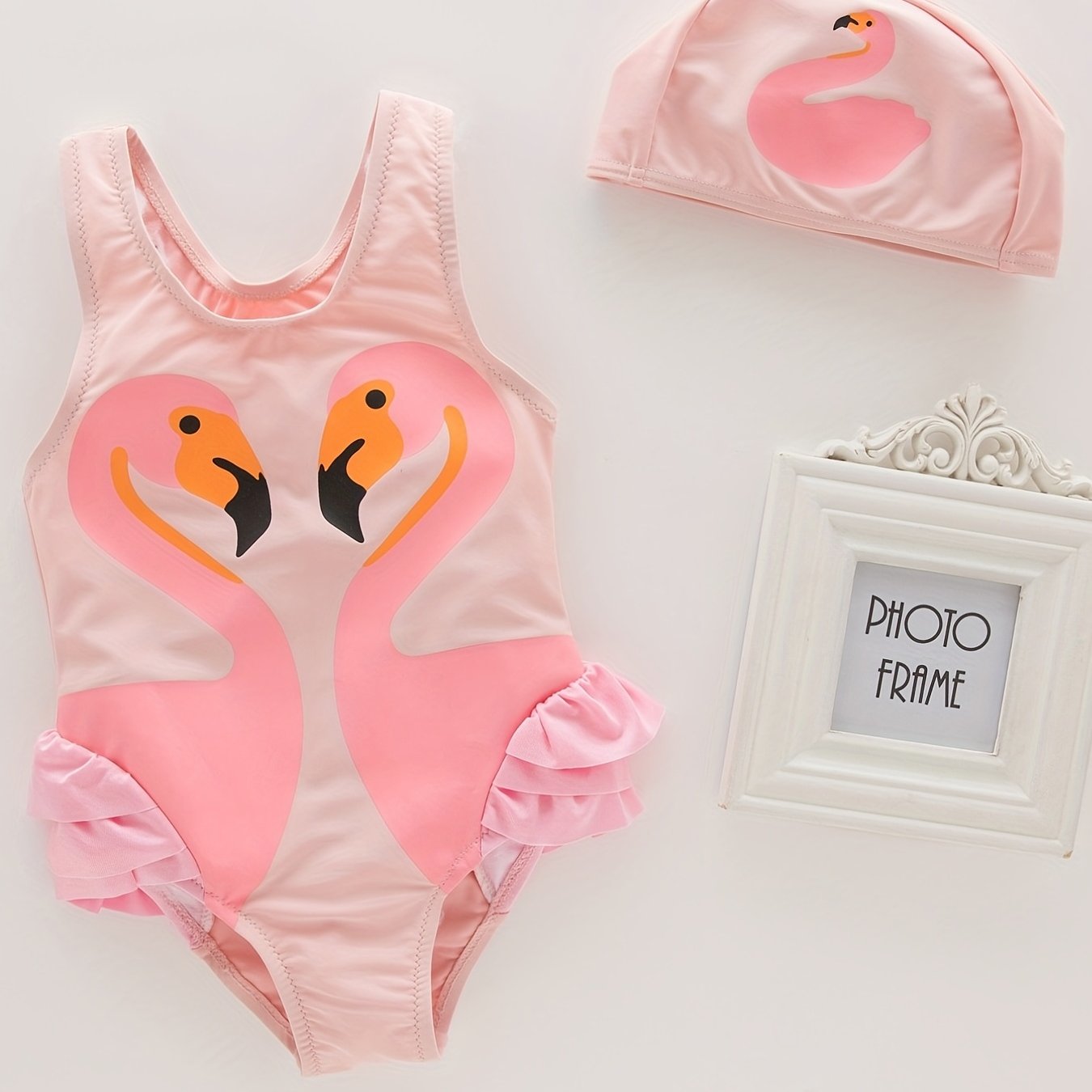 Flamingo Graphic Swimsuit with Swim Hat