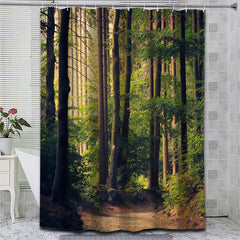 Forest Pattern Shower Curtain Waterproof Bathroom Decor