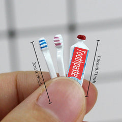 Toothbrush & Toothpaste Set in Resin Cup for Dollhouse Bathroom
