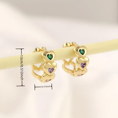Heart-shaped Rhinestone Chain Earrings for Girls