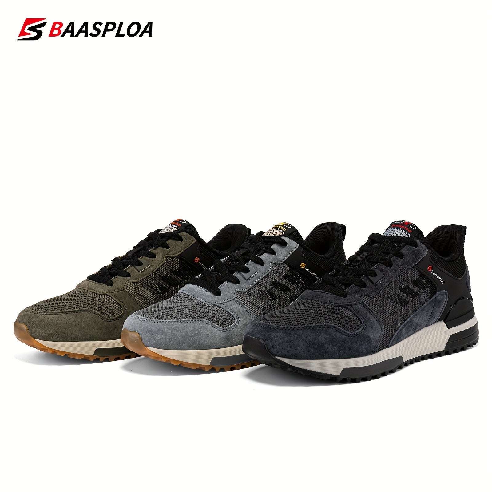 Baasploa Men's Vintage Sneakers Non Slip Lace Up Casual Shoes