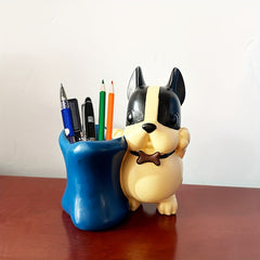 Creative Elephant French Bulldog Pen Cup Resin Pot