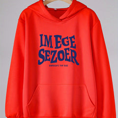 Letter Print Hoodies Girls Comfy Pullover With Pocket