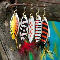 5pcs Fishing Spinner Bait Bionic Hard Bait Feathered Treble Hook