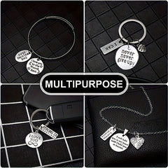 120pcs Keychain Accessories Set with Engraved Inspirational Words Charms