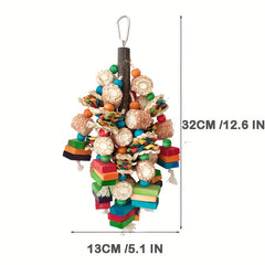 Large Parrot Gnawing Toy Bird Durable Tear Decompression Bite Skewers Wood Block