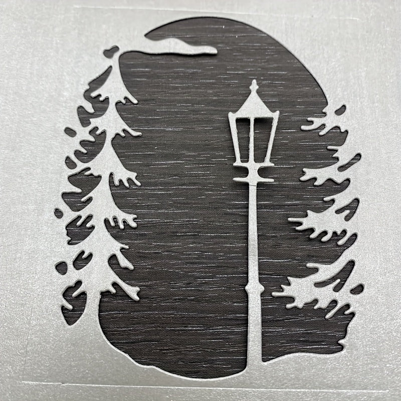 1pc DIY Christmas Tree Cutting Dies Street Lamp Background Carbon Steel Die