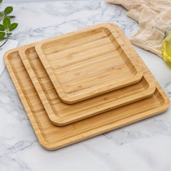 Bamboo Square Tray Cheese Plates Coffee Tea Serving Tray Fruit Storage Pallet