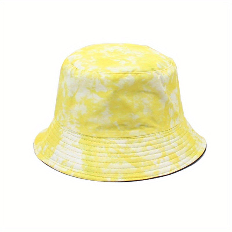 Unisex Tie Dye Large Brimmed Sunshade Bucket Hat for Outdoor Vacation Travel