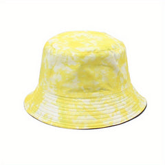 Unisex Tie Dye Large Brimmed Sunshade Bucket Hat for Outdoor Vacation Travel