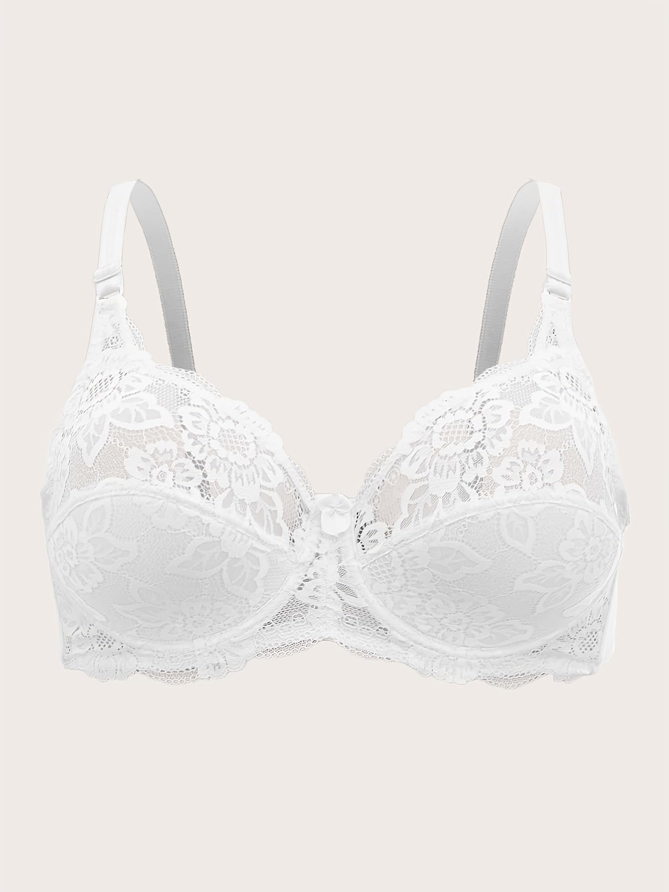 Lace Push Up Bra with Bow Tie - Women's Lingerie