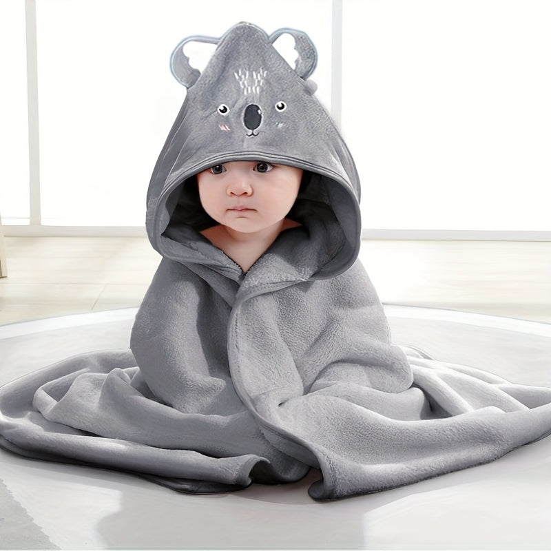High Big Panda Koala Embroidered Coral Fleece Baby Hooded Bath Towel
