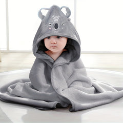 High Big Panda Koala Embroidered Coral Fleece Baby Hooded Bath Towel