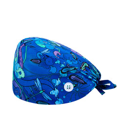Cartoon Animal Print Scrub Cap Adjustable Nurse Hats Working Hat