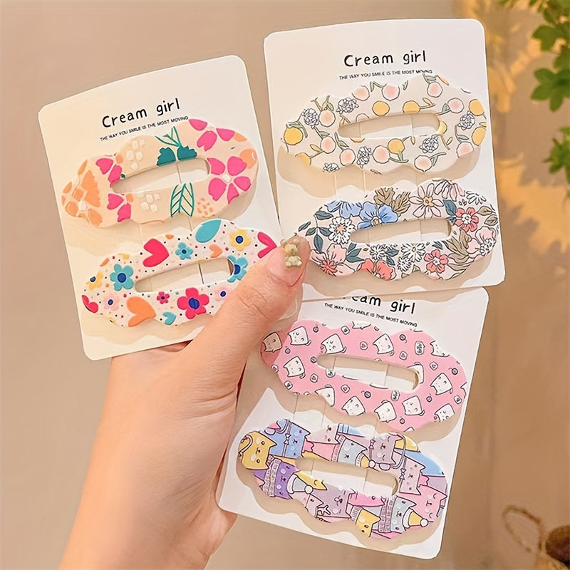 Girls Fruit Leaves Flower Snap Hair Clip Hairpin Side Clip Headwear