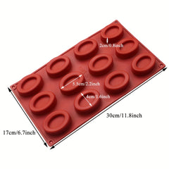 1pc Oval Mousse Cake Mold 12 Cavity 3D Silicone Mold Candy Mold Pudding Mold