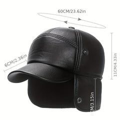 Meromibe Winter Ear Warmer PU Leather Baseball Cap Adjustable Sunscreen Hat