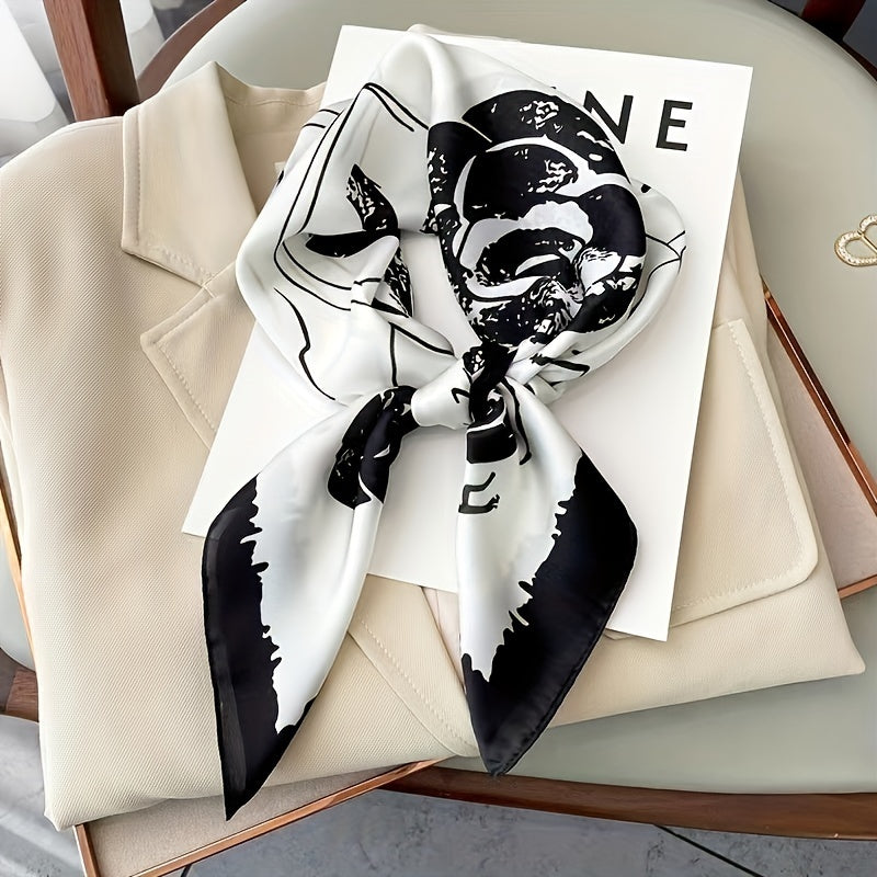 Camellia Print Silk Shawl Square Scarf