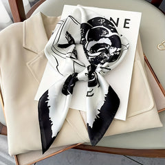 Camellia Print Silk Shawl Square Scarf