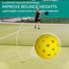 Professional High Elasticity Pickleball 12pcs with 40 Holes & Mesh Bag