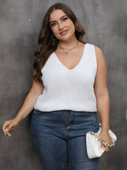 Sexy Knit Top Women's Plus Solid V Neck Twist Back Slight Stretch
