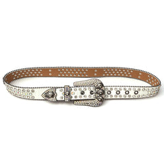 Rhinestone Men's Skull Belt Western Cowboy Stylish Belt Metal Buckle Bling Belt