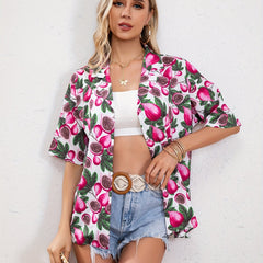 Fig Print Button Up Summer Shirt