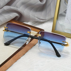 Square Rimless Sunglasses with Marine Lenses