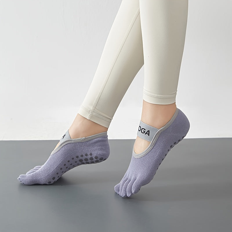 Non Slip Grippers Socks Five Toe Split Backless Boat Socks For Yoga Barre Ballet