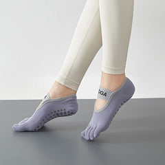 Non Slip Grippers Socks Five Toe Split Backless Boat Socks For Yoga Barre Ballet