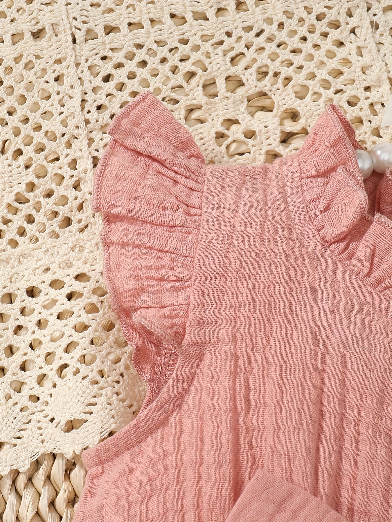 Baby Girls Cotton Ruffled Puffy Dress With Bow