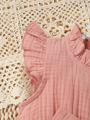 Baby Girls Cotton Ruffled Puffy Dress With Bow