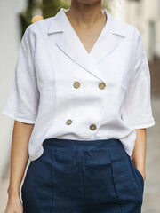 Solid Half Sleeve Lapel Blazer for Women's Spring & Summer