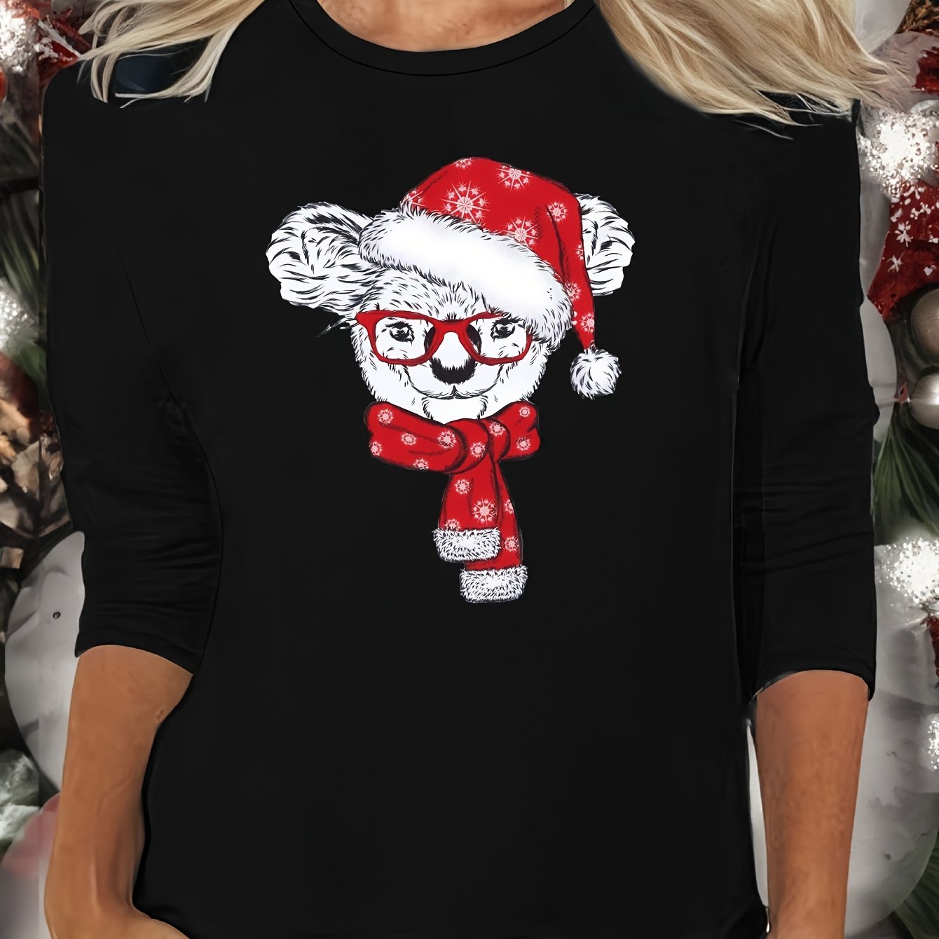 Christmas Koala Print Lounge Top Women's Sleepwear