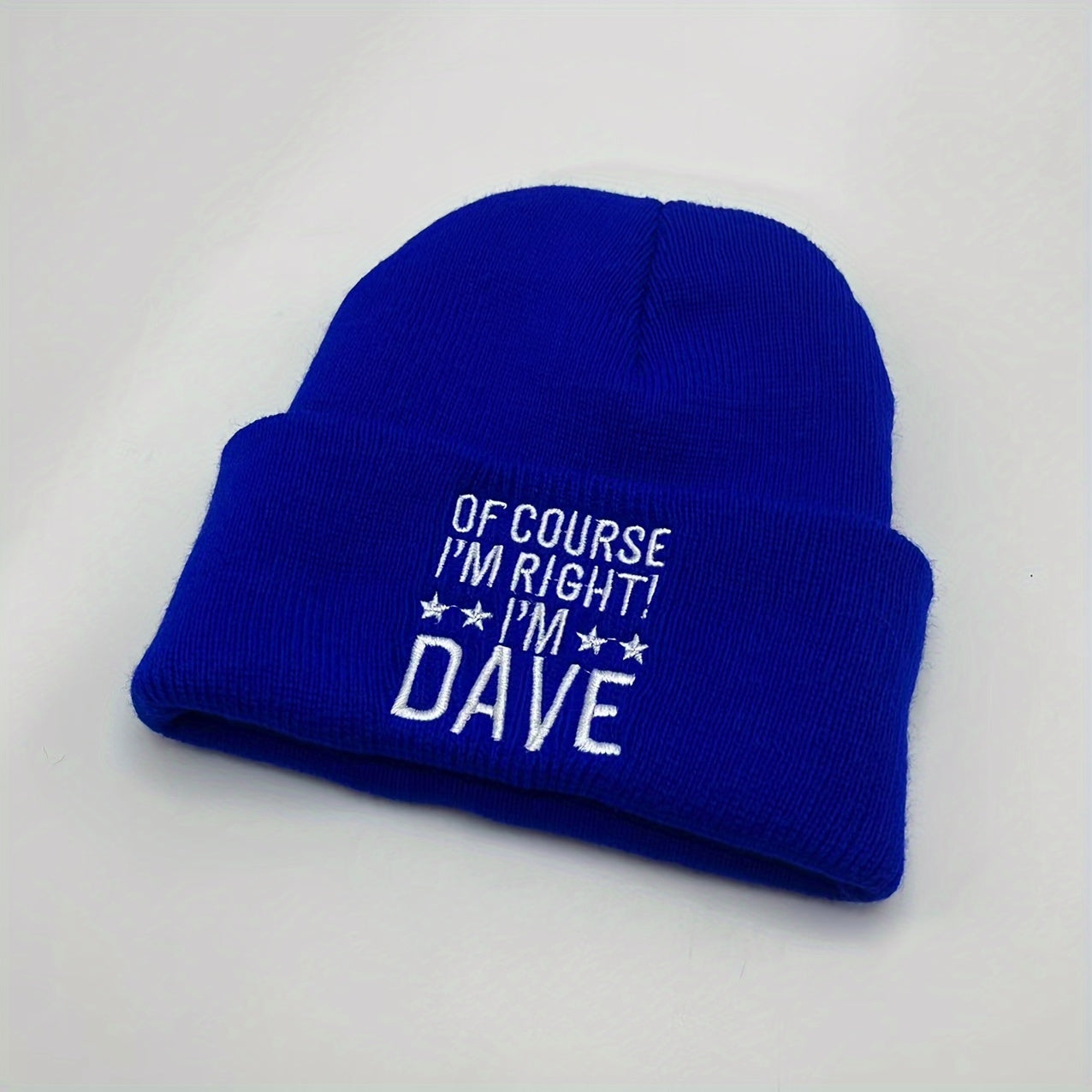 Y2K DAVE Embroidered Knitted Hat Ear Protection Warm Beanie