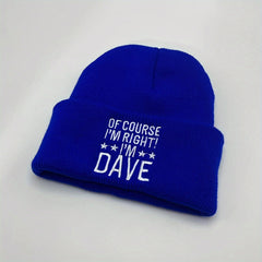 Y2K DAVE Embroidered Knitted Hat Ear Protection Warm Beanie