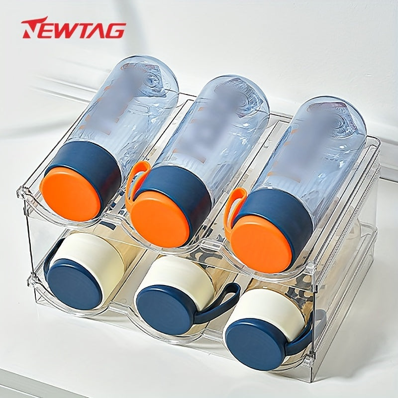 Clear Stackable Water Bottle Organizer 4 Layers Holds 12 Bottles